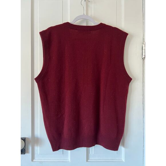 Jack Scotland 100% cashmere mens XL red maroon sleeveless vest classic timeless - Picture 2 of 5